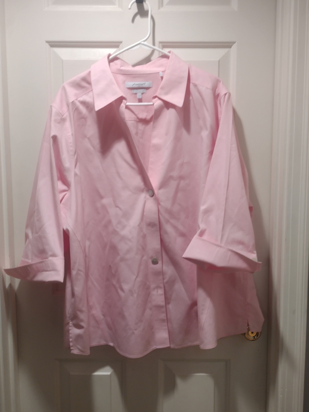Foxcroft Soft Pink Button-Front Collared Blouse